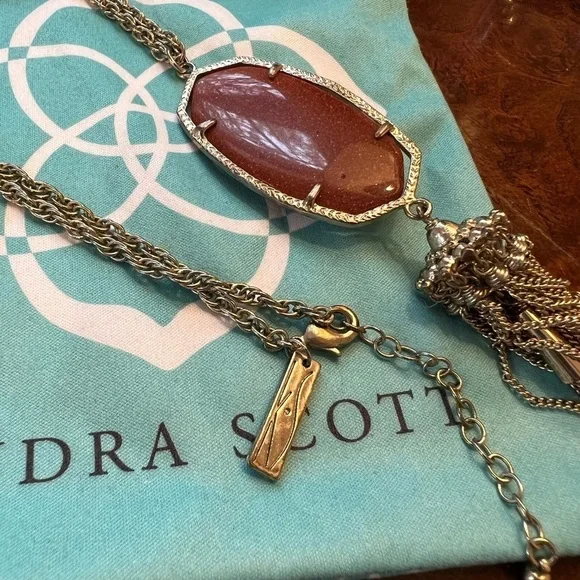 Kendra Scott Gold and Burnt Orange Rayne Pendant Necklace - Picture 9 of 14